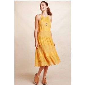 HD in Paris Golden Villanelle Lace and Pleated Tiered Dress